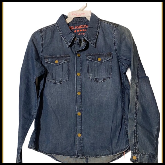 NWT BLANKNYC GIRLS’S Sz 10 Cotten snap Denim Shirt - Picture 3 of 9